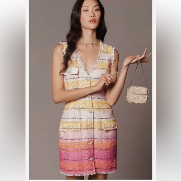 Anthro Maeve Sleeveless Tweed Mini Dress - Picture 2 of 5